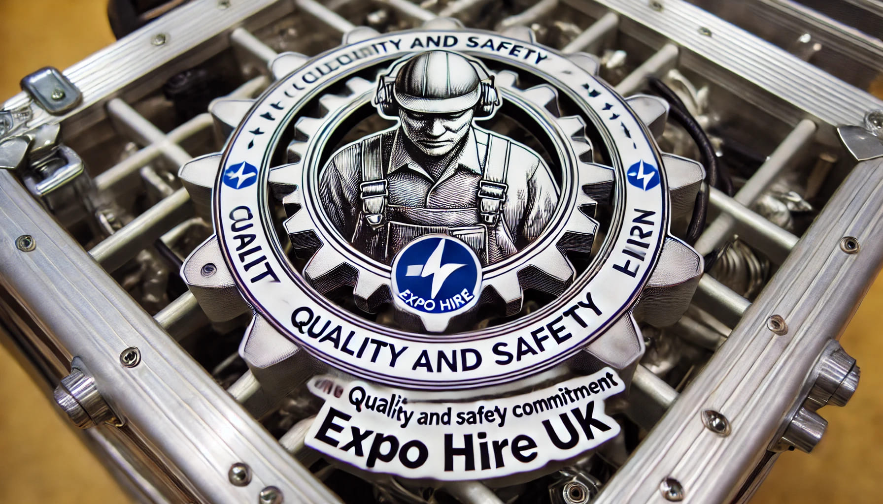 A detailed close-up of a well-maintained piece of event equipment, highlighting the quality and safety commitment of Expo Hire UK