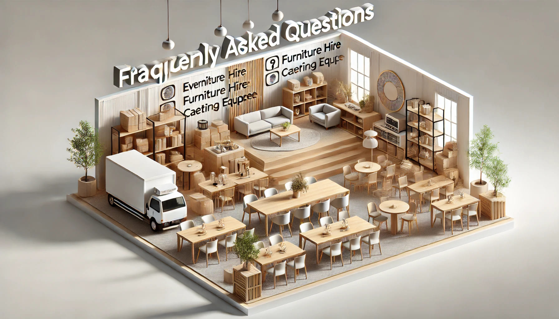 A realistic image illustrating a frequently asked questions section for an event planning article. The image features a clean and organized layout with