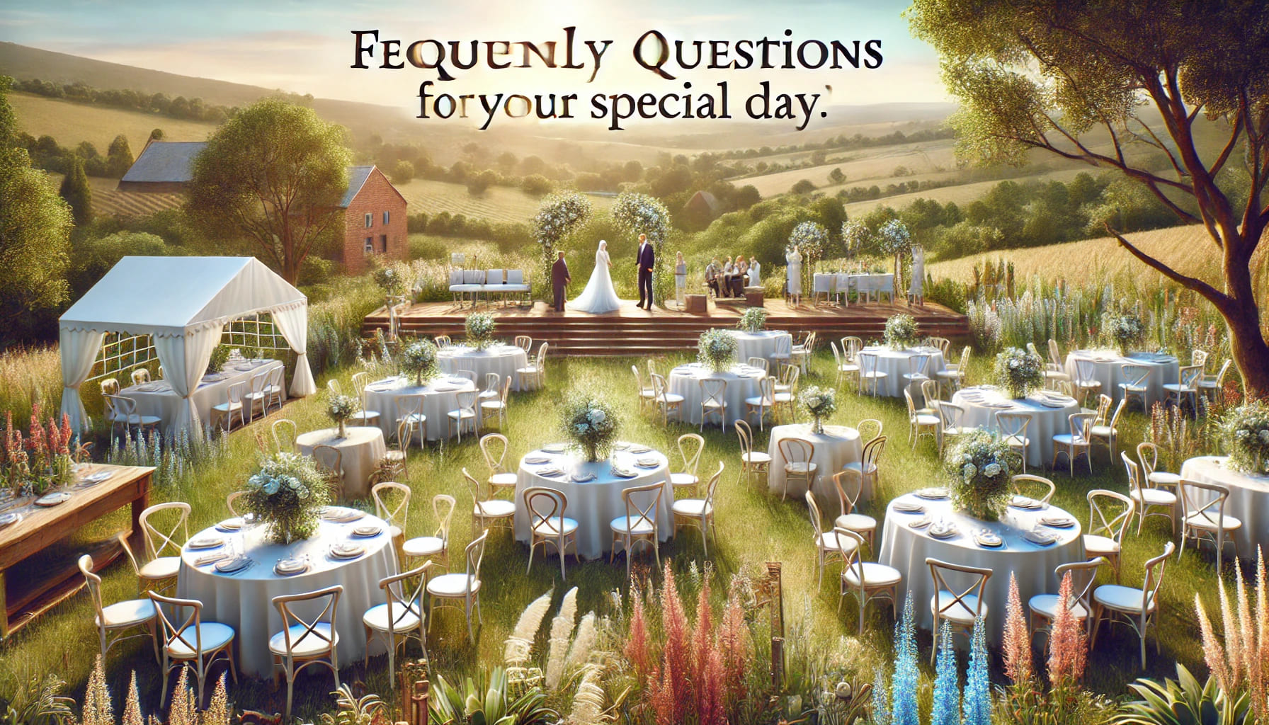 A realistic landscape-oriented image for the heading 'Frequently Asked Questions' in an article titled 'A Complete Guide to Wedding Table and Chair Hi